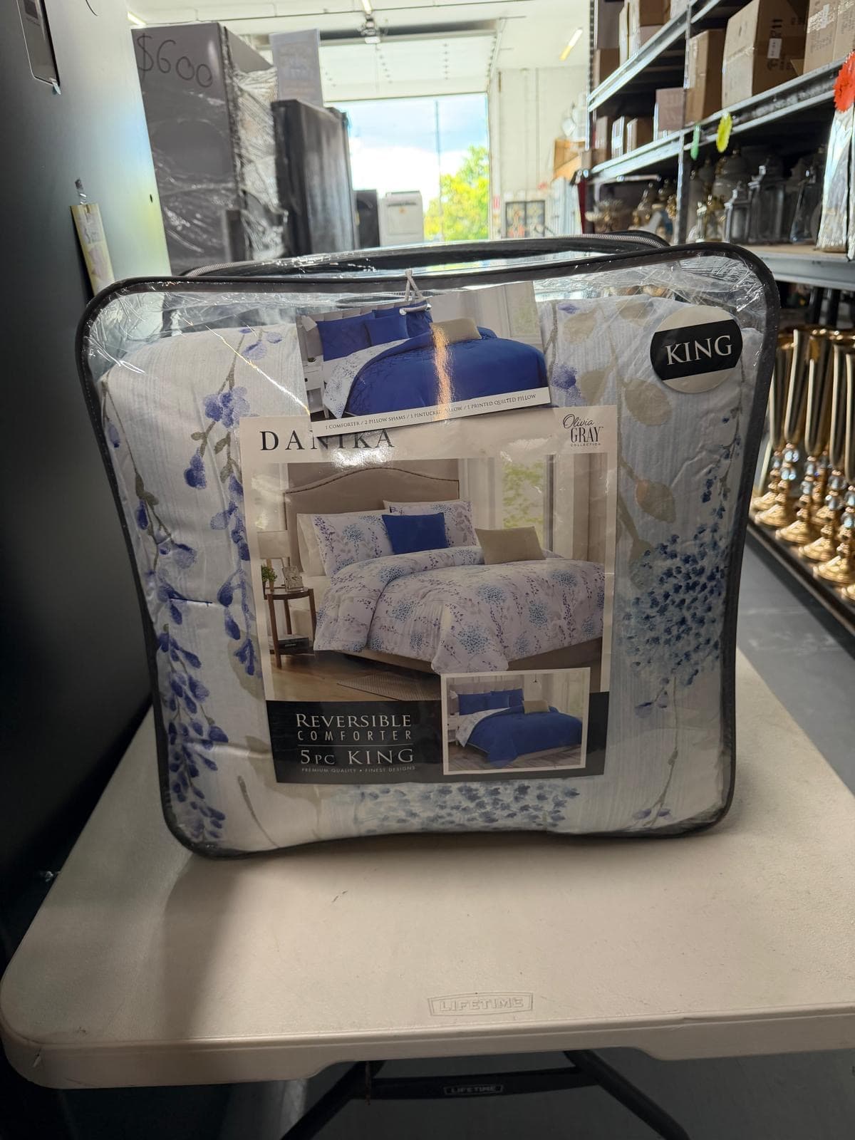 Olivia Olivia Gray Collection "Darby" 5-Piece Reversible Comforter Set (King)