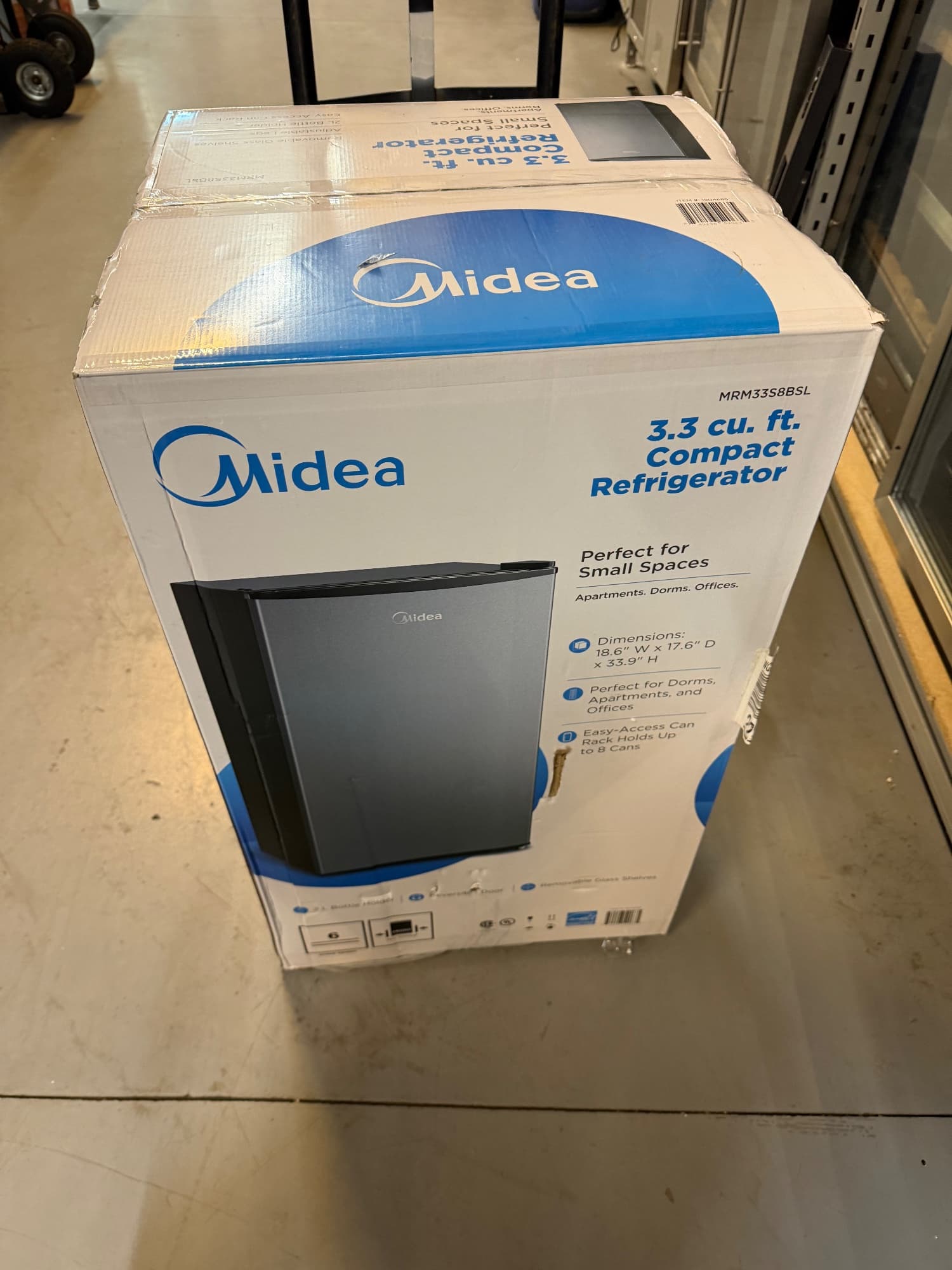Midea Midea 3.3 Cu. Ft. Single Door Compact Refrigerator, model MRM33S8BSL